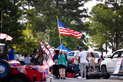 Girl hold the American Flag